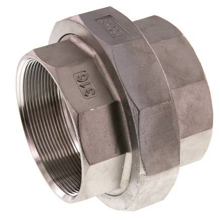 Union Connecteur droit Rp3'' femelle Acier inoxydable Joint plat PTFE 16bar (224.8psi)