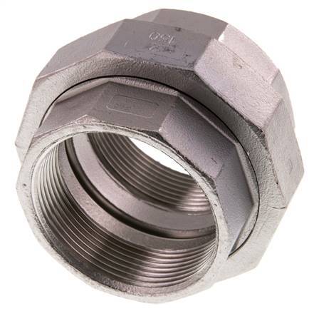 Union Connecteur droit Rp2'' femelle Acier inoxydable Joint plat PTFE 16bar (224.8psi)