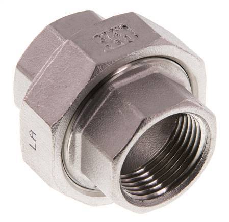 Union Connecteur droit Rp3/4'' femelle Acier inoxydable Joint plat PTFE 16bar (224.8psi)