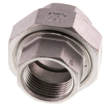 Union Connecteur droit Rp3/4'' femelle Acier inoxydable Joint plat PTFE 16bar (224.8psi)