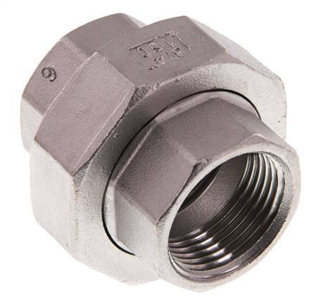 Union Connecteur droit Rp3/4'' femelle Acier inoxydable Joint plat PTFE 16bar (224.8psi)