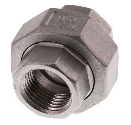 Union Connecteur droit Rp1/2'' femelle Acier inoxydable Joint plat PTFE 16bar (224.8psi)