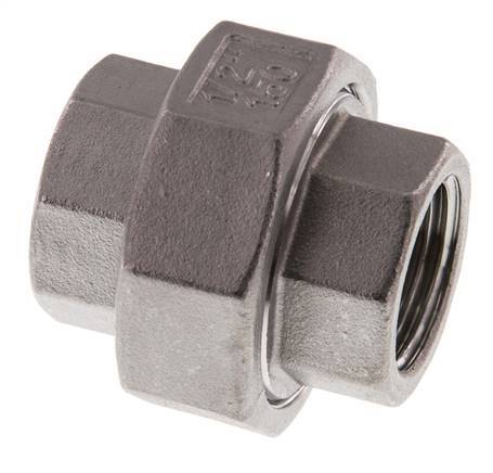 Union Connecteur droit Rp1/2'' femelle Acier inoxydable Joint plat PTFE 16bar (224.8psi)