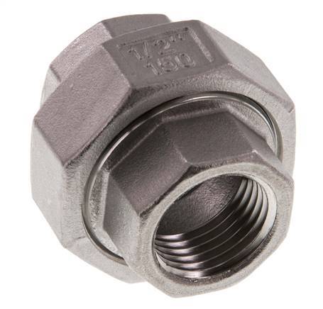 Union Connecteur droit Rp1/2'' femelle Acier inoxydable Joint plat PTFE 16bar (224.8psi)