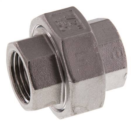 Union Connecteur droit Rp1/2'' femelle Acier inoxydable Joint plat PTFE 16bar (224.8psi)