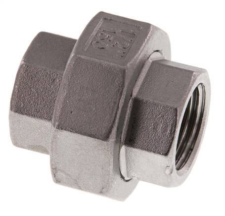 Union Connecteur droit Rp1/2'' femelle Acier inoxydable Joint plat PTFE 16bar (224.8psi)