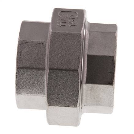 Union Straight Connector Rp1 1/2'' Female Stainless Steel Flat Seal PTFE 16bar (224.8psi)