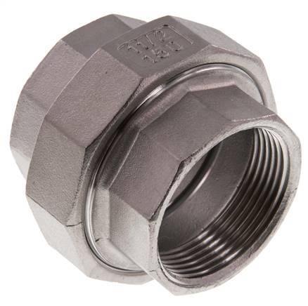 Union Connecteur droit Rp1 1/2'' Femelle Acier inoxydable Joint plat PTFE 16bar (224.8psi)