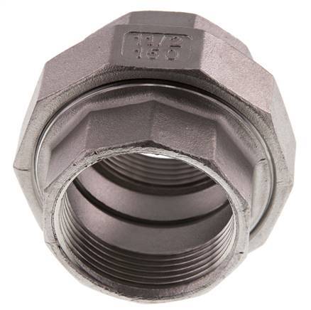 Union Connecteur droit Rp1 1/2'' Femelle Acier inoxydable Joint plat PTFE 16bar (224.8psi)