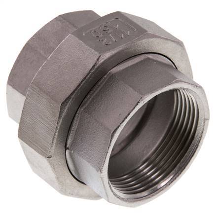 Union Connecteur droit Rp1 1/2'' Femelle Acier inoxydable Joint plat PTFE 16bar (224.8psi)