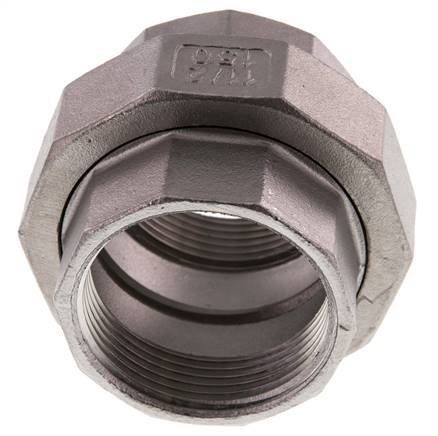 Union Connecteur droit Rp1 1/2'' Femelle Acier inoxydable Joint plat PTFE 16bar (224.8psi)