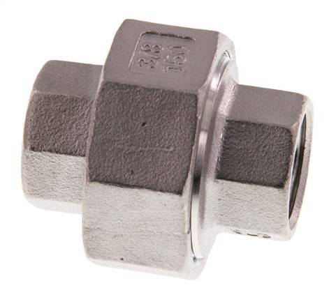 Union Straight Connector Rp3/8'' Female Stainless Steel Flat Seal PTFE 16bar (224.8psi)