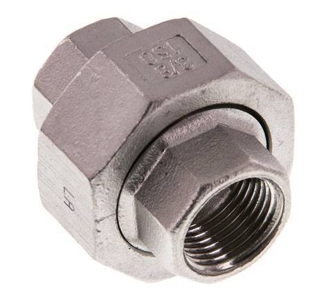 Union Connecteur droit Rp3/8'' femelle Acier inoxydable Joint plat PTFE 16bar (224.8psi)