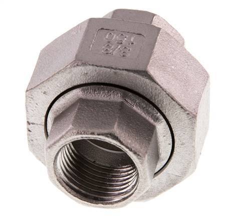 Union Connecteur droit Rp3/8'' femelle Acier inoxydable Joint plat PTFE 16bar (224.8psi)