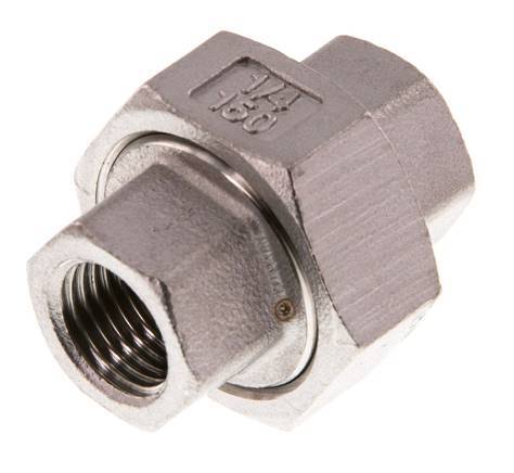 Union Connecteur droit Rp1/4'' femelle Acier inoxydable Joint plat PTFE 16bar (224.8psi)