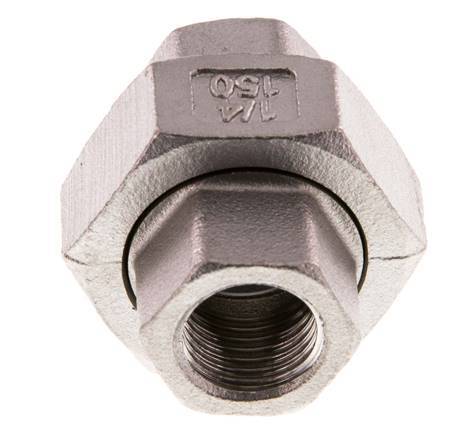 Union Connecteur droit Rp1/4'' femelle Acier inoxydable Joint plat PTFE 16bar (224.8psi)