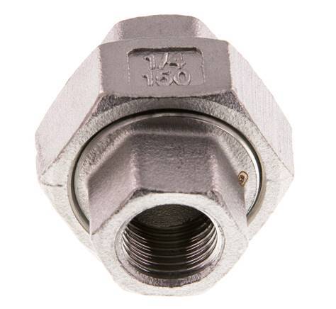 Union Connecteur droit Rp1/4'' femelle Acier inoxydable Joint plat PTFE 16bar (224.8psi)