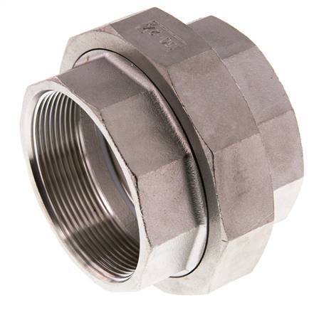 Union Connecteur droit Rp2 1/2'' Femelle Acier inoxydable Joint plat PTFE 16bar (224.8psi)