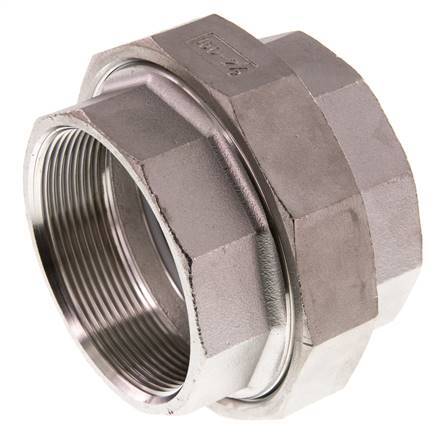 Union Connecteur droit Rp2 1/2'' Femelle Acier inoxydable Joint plat PTFE 16bar (224.8psi)