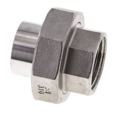 Union Connecteur droit Rp1'' femelle x 33.7mm extrémité à souder acier inoxydable joint conique 16bar (224.8psi)