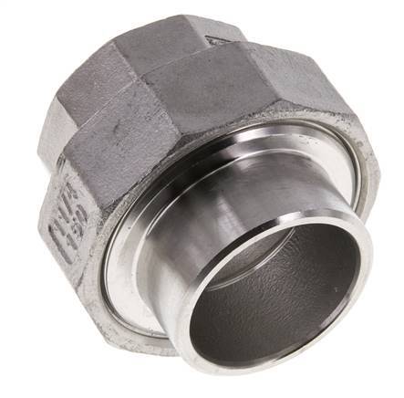 Union Straight Connector Rp1 1/4'' Female x 42.4mm Weld End Stainless Steel Conical Seal 16bar (224.8psi)