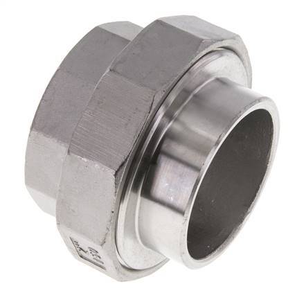 Union Straight Connector Rp2'' Female x 60.3mm Weld End Stainless Steel Conical Seal 16bar (224.8psi)