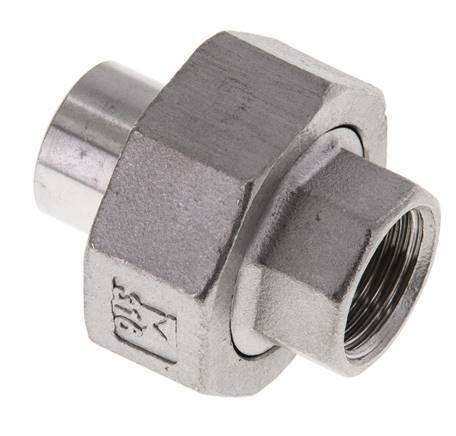 Union Straight Connector Rp3/8'' Female x 17.2mm Weld End Stainless Steel Conical Seal 16bar (224.8psi)