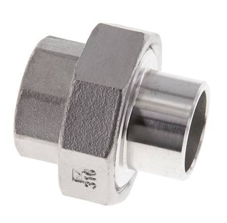 Raccord union droit Rp3/4'' femelle x 26.9mm extrémité à souder en acier inoxydable joint conique 16bar (224.8psi)