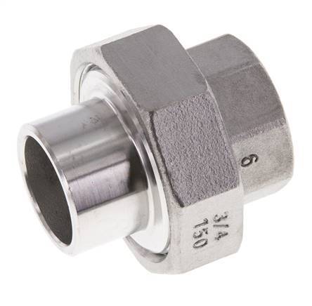 Union Straight Connector Rp3/4'' Female x 26.9mm Weld End Stainless Steel Conical Seal 16bar (224.8psi)