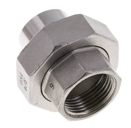 Raccord union droit Rp3/4'' femelle x 26.9mm extrémité à souder en acier inoxydable joint conique 16bar (224.8psi)