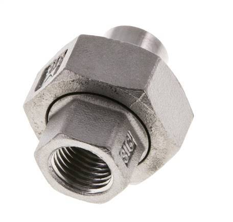 Union Straight Connector Rp1/4'' Female x 13.5mm Weld End Stainless Steel Conical Seal 16bar (224.8psi)