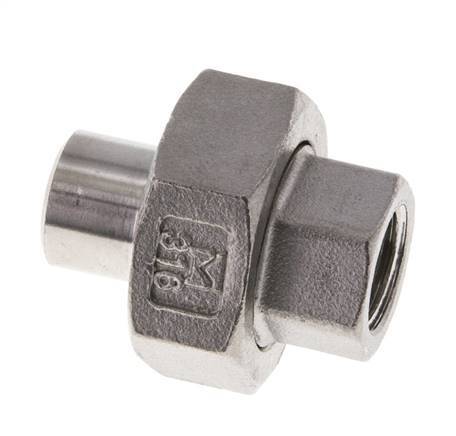 Raccord union droit Rp1/4'' femelle x 13.5mm extrémité à souder en acier inoxydable joint conique 16bar (224.8psi)