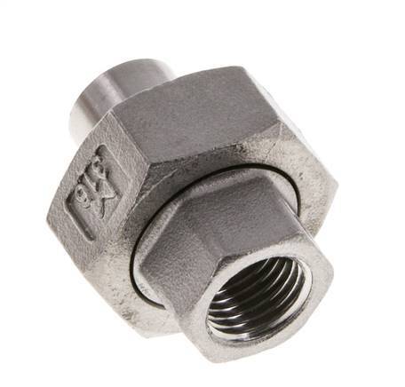 Raccord union droit Rp1/4'' femelle x 13.5mm extrémité à souder en acier inoxydable joint conique 16bar (224.8psi)