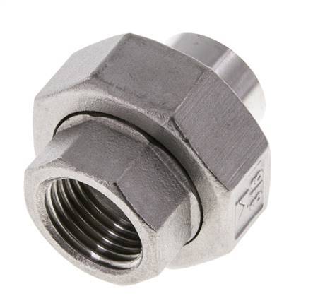 Raccord union droit Rp1/2'' femelle x 21.3mm extrémité à souder en acier inoxydable joint conique 16bar (224.8psi)