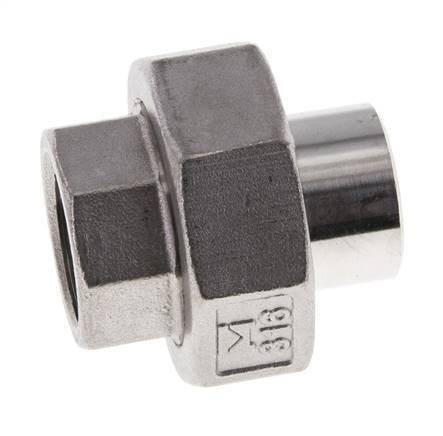 Raccord union droit Rp1/2'' femelle x 21.3mm extrémité à souder en acier inoxydable joint conique 16bar (224.8psi)