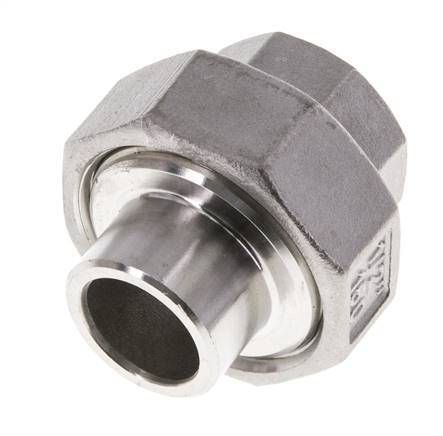 Raccord union droit Rp1/2'' femelle x 21.3mm extrémité à souder en acier inoxydable joint conique 16bar (224.8psi)