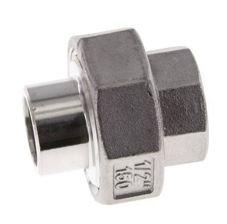 Raccord union droit Rp1/2'' femelle x 21.3mm extrémité à souder en acier inoxydable joint conique 16bar (224.8psi)