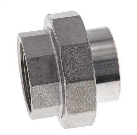 Union Straight Connector Rp1 1/2'' Female x 48.3mm Weld End Stainless Steel Flat Seal PTFE 150bar (2107.5psi)