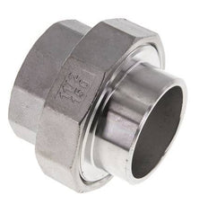 Union Straight Connector Rp1 1/2'' Female x 48.3mm Weld End Stainless Steel Flat Seal PTFE 150bar (2107.5psi)