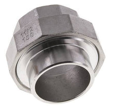 Raccord union droit Rp1 1/2'' femelle x 48.3mm extrémité à souder acier inoxydable joint plat PTFE 150bar (2107.5psi)