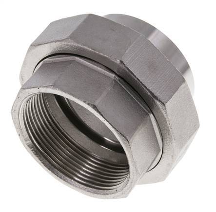 Union Connecteur droit Rp2'' femelle x 60.3mm extrémité à souder Acier inoxydable Joint plat PTFE 150bar (2107.5psi)
