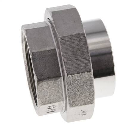 Union Connecteur droit Rp2'' femelle x 60.3mm extrémité à souder Acier inoxydable Joint plat PTFE 150bar (2107.5psi)