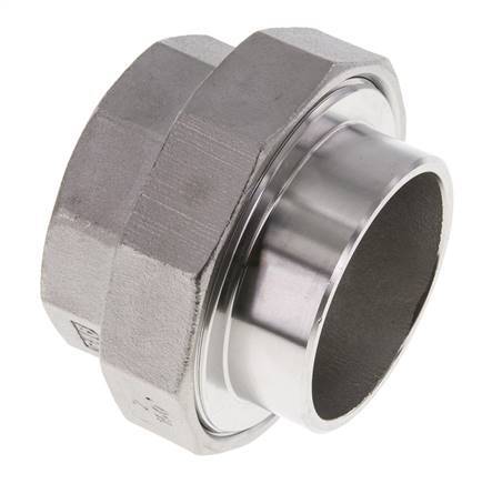 Union Connecteur droit Rp2'' femelle x 60.3mm extrémité à souder Acier inoxydable Joint plat PTFE 150bar (2107.5psi)