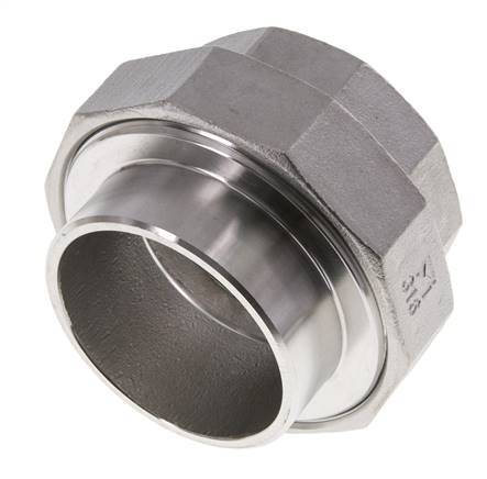 Union Connecteur droit Rp2'' femelle x 60.3mm extrémité à souder Acier inoxydable Joint plat PTFE 150bar (2107.5psi)