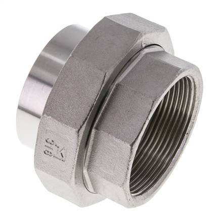 Union Connecteur droit Rp2'' femelle x 60.3mm extrémité à souder Acier inoxydable Joint plat PTFE 150bar (2107.5psi)