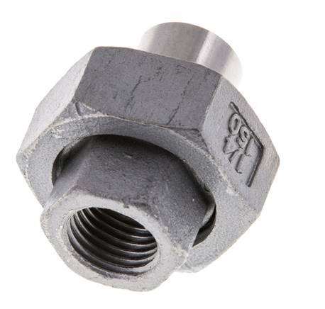 Raccord union droit Rp1/4'' femelle x 13.5mm extrémité à souder acier inoxydable joint plat PTFE 150bar (2107.5psi)