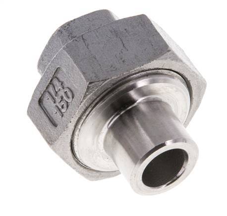 Raccord union droit Rp1/4'' femelle x 13.5mm extrémité à souder acier inoxydable joint plat PTFE 150bar (2107.5psi)