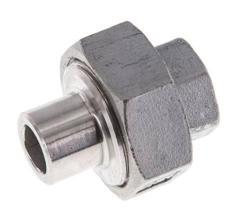 Raccord union droit Rp1/4'' femelle x 13.5mm extrémité à souder acier inoxydable joint plat PTFE 150bar (2107.5psi)