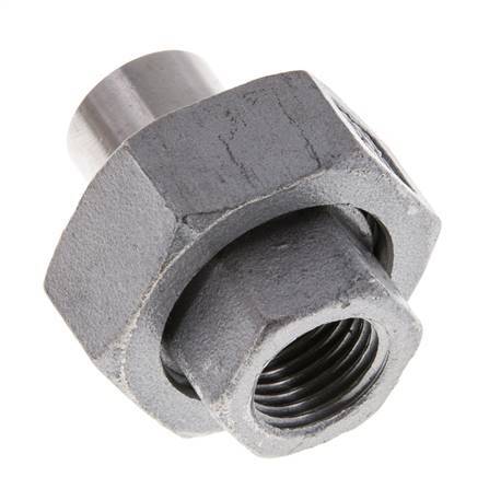 Raccord union droit Rp1/4'' femelle x 13.5mm extrémité à souder acier inoxydable joint plat PTFE 150bar (2107.5psi)