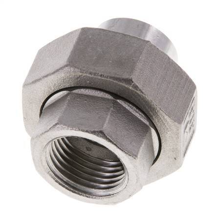 Raccord union droit Rp1/2'' femelle x 21.3mm extrémité à souder acier inoxydable joint plat PTFE 150bar (2107.5psi)